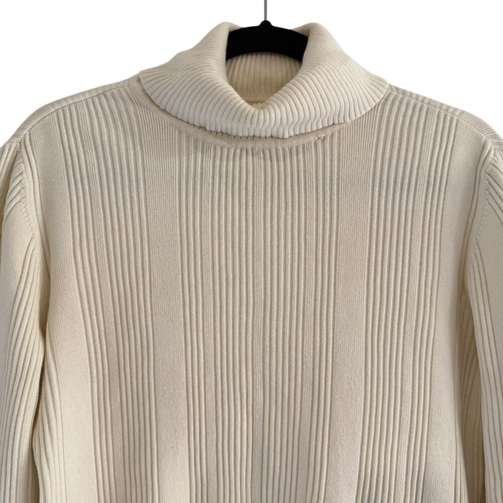 Tommy Hilfiger Sweater Women's Large White Turtleneck Knit Long Sleeve Sweater - Picture 3 of 11
